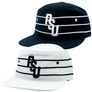 white and navy vintage pillbox hats with embroidered PSU
